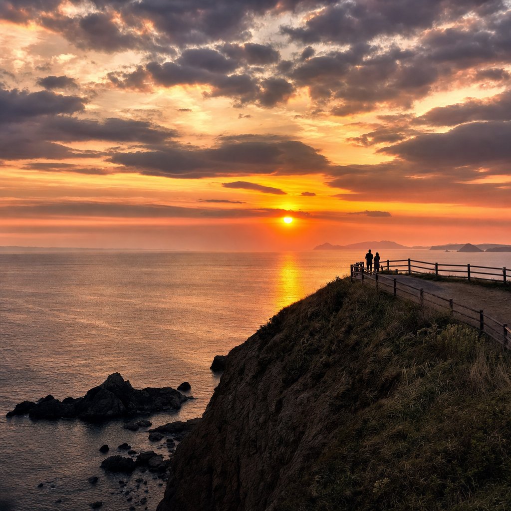旅先で撮った夕暮れの海辺の絶景